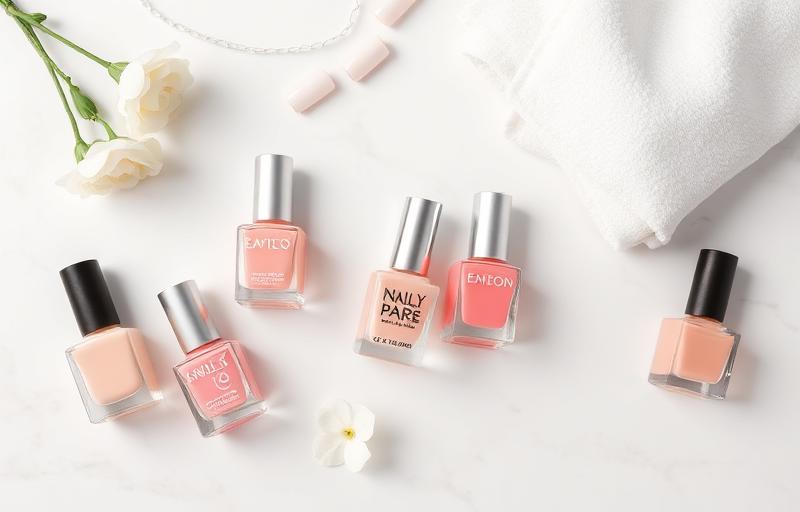 Manicurist applying polish at a modern nail salon